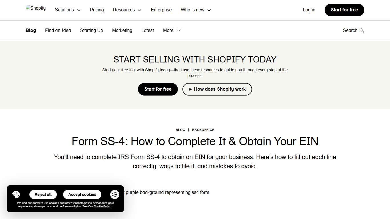 Form SS-4: How to Complete It & Obtain Your EIN (2026) - Shopify Canada